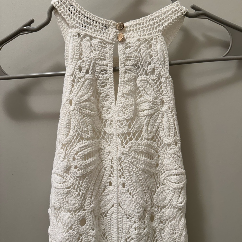 Maje White knit midi dress Lace Halter-Style Maxi Dress - Picture 9 of 11